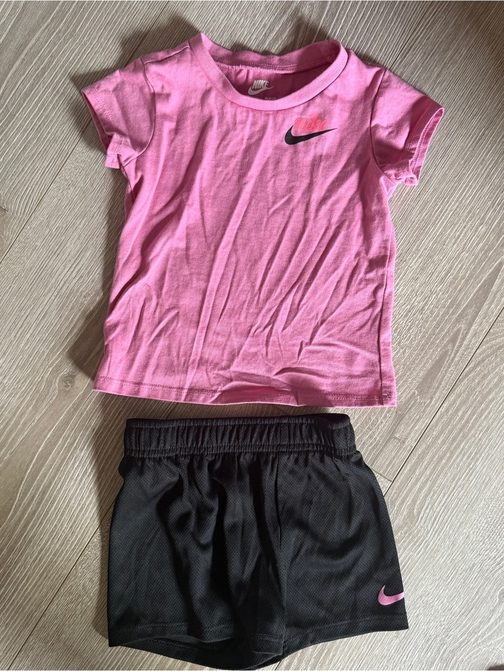 Nike Pink Tee and Black Athletic Shorts Set